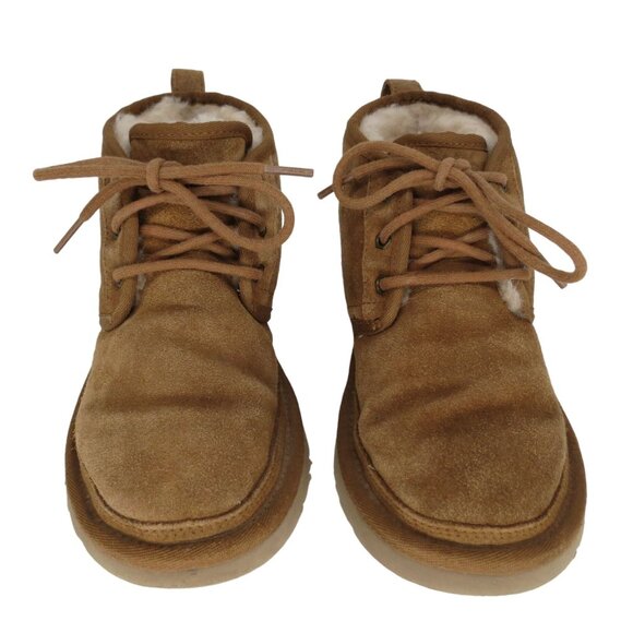 UGG Women's Neumel Chestnut Suede Chukka Boots Size 6 Lace-Up Shearling Lined - Picture 4 of 12